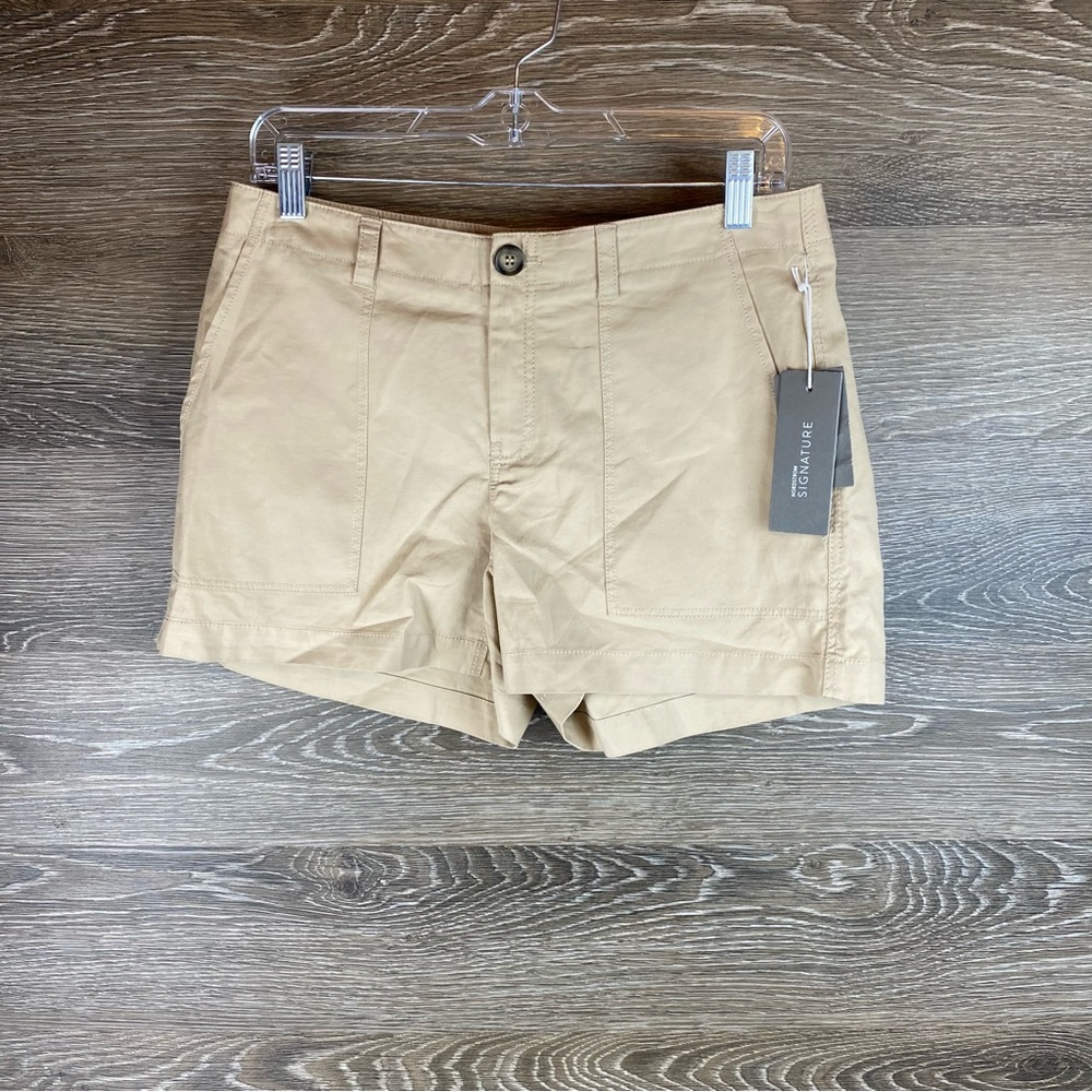 Nordstrom Signature Beige Patch Pocket Utility Shorts NWT Size 4